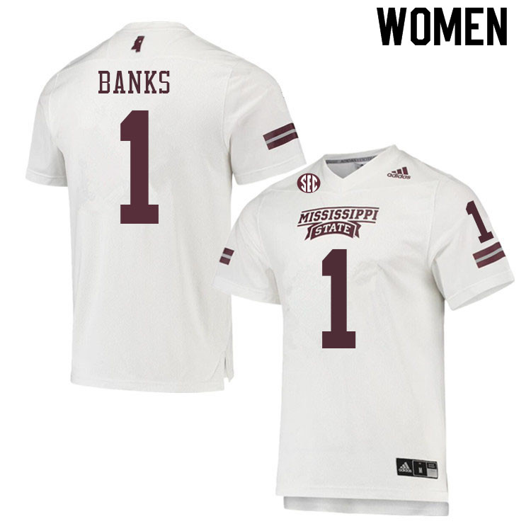 Women #1 Marcus Banks Mississippi State Bulldogs College Football Jerseys Sale-White